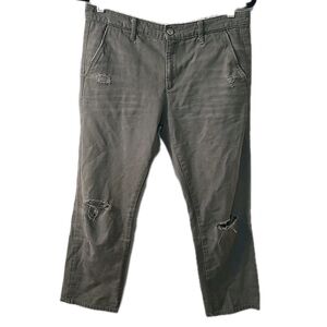 AG Adriano Goldschmied Distressed Olive Green Boyfriend Crop Pants Jeans Sz‎ 27
